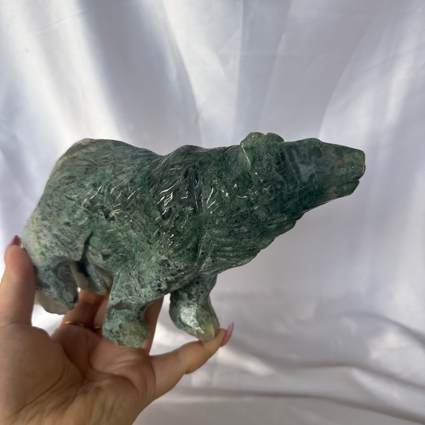 XXL moss agate bear
