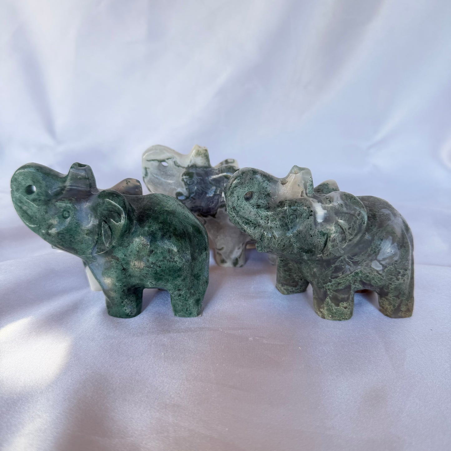 Moss agate elephant