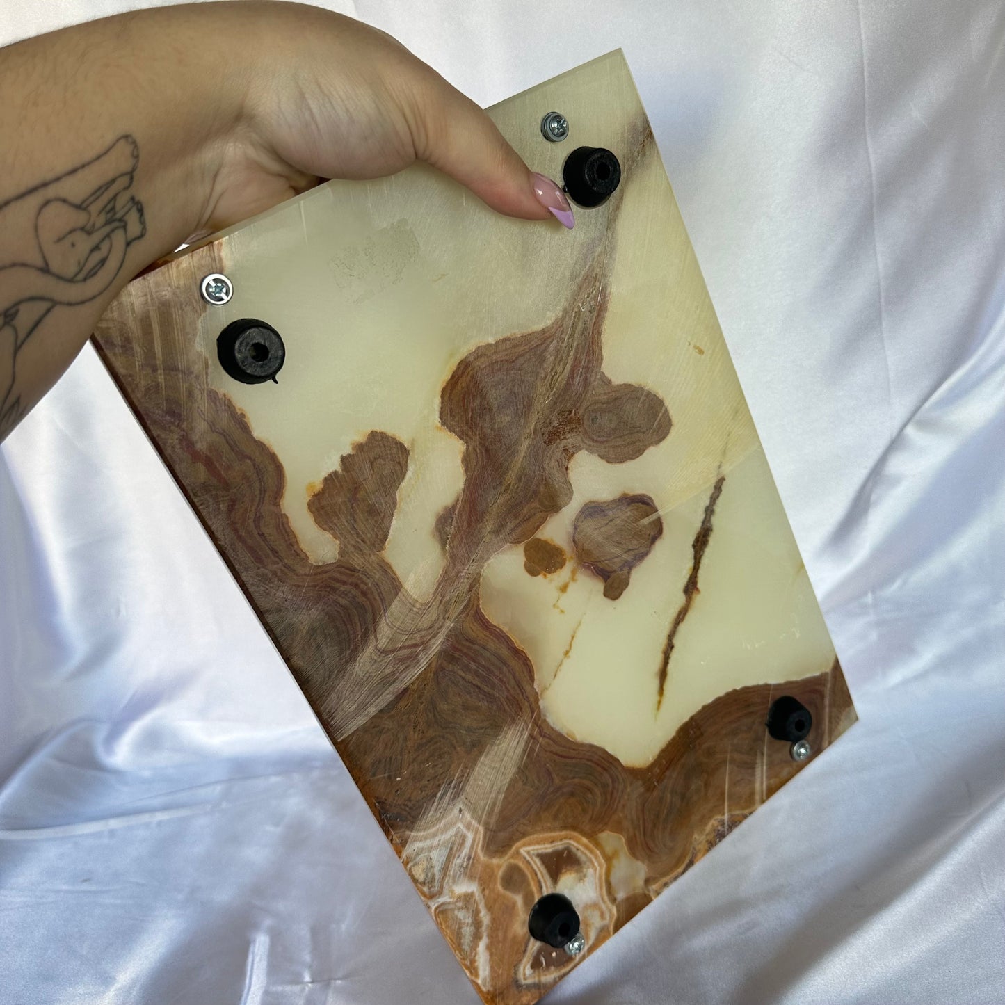 Green onyx serving tray