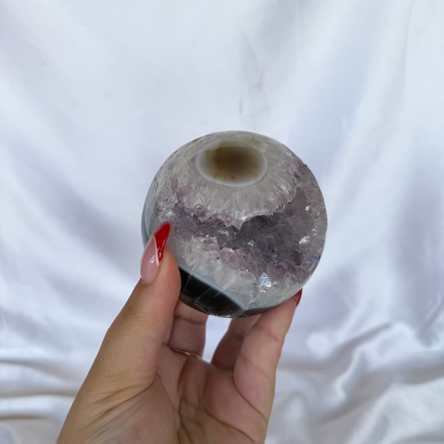 Amethyst x agate sphere