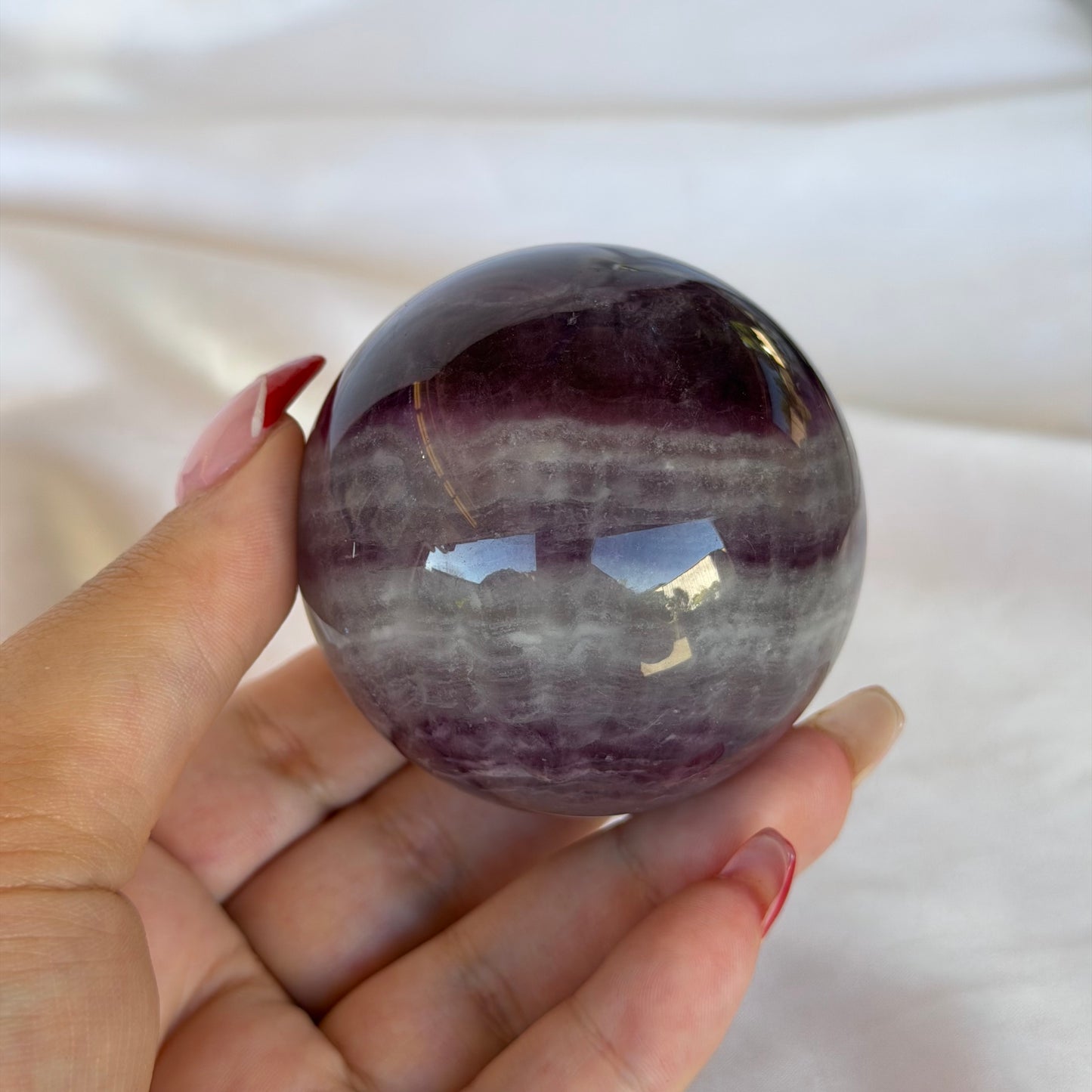 Silk fluorite sphere #69