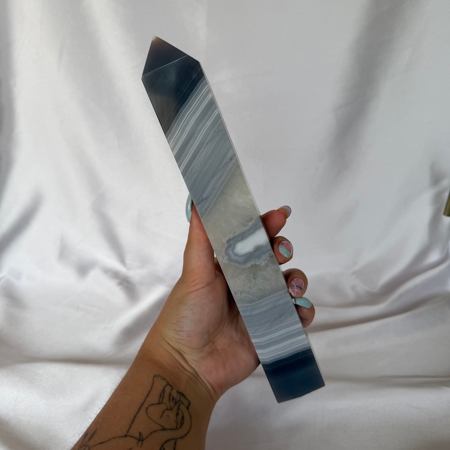 Blue agate banded tower #391