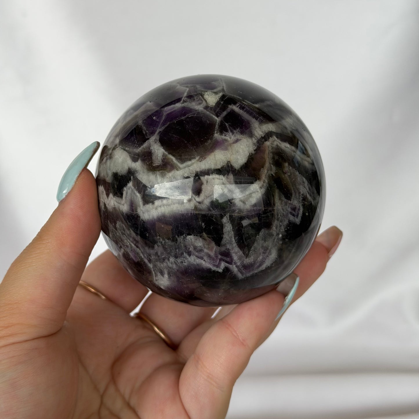 Chevron amethyst spheres