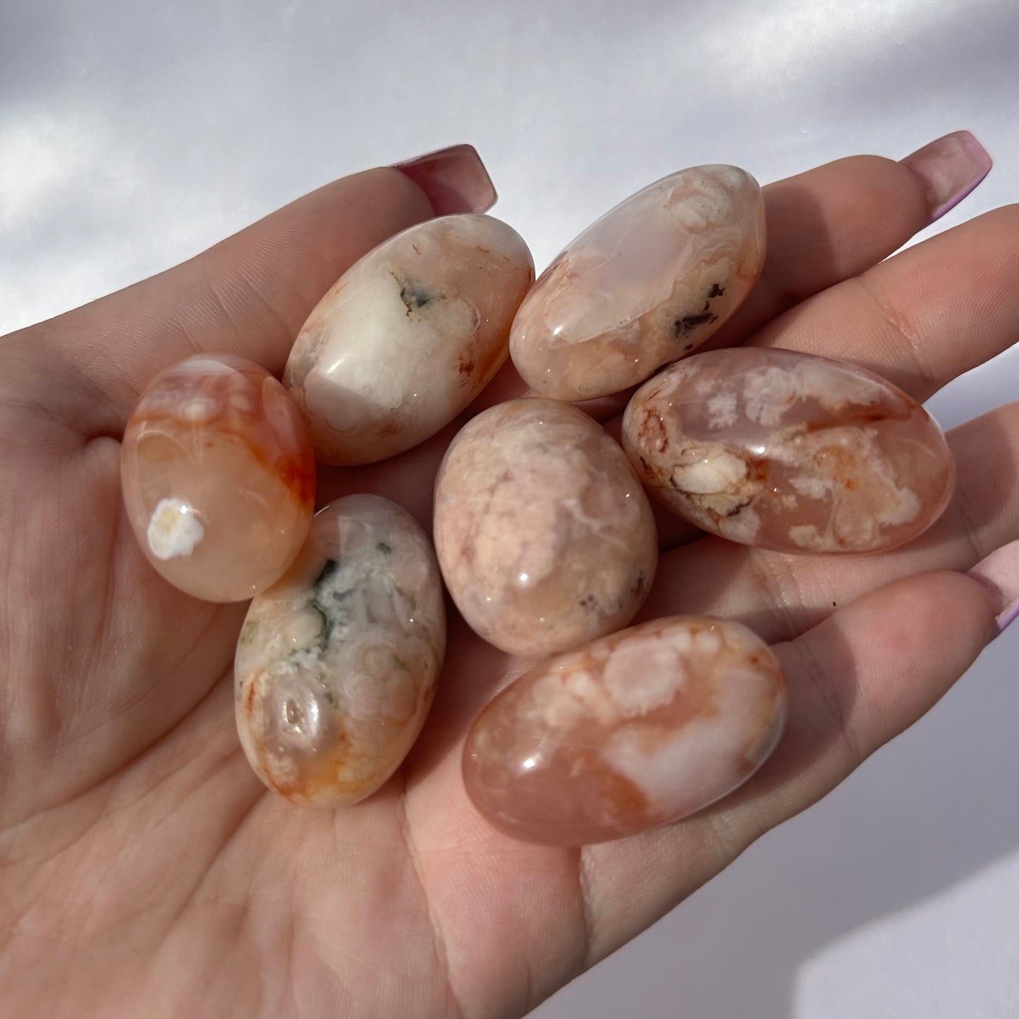 Pink agate tumble