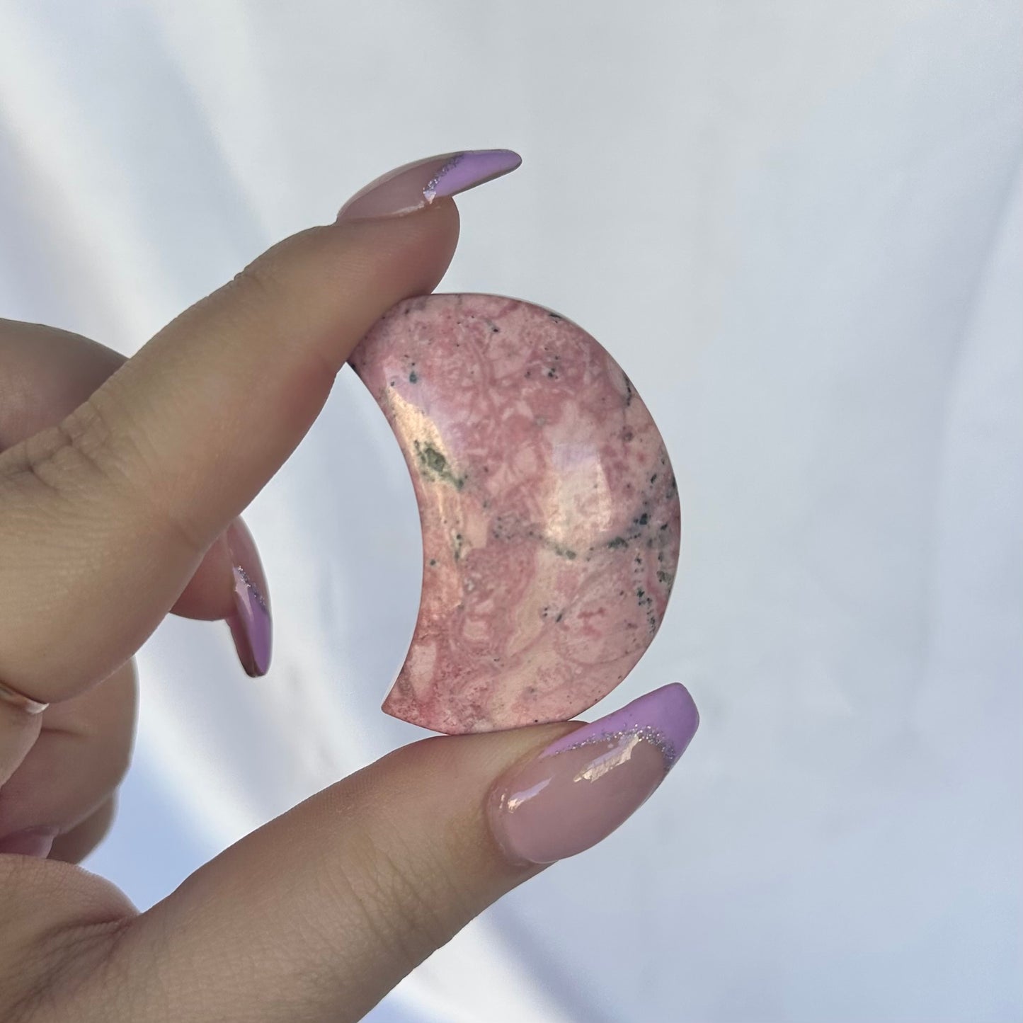 Peruvian rhodonite moon #4