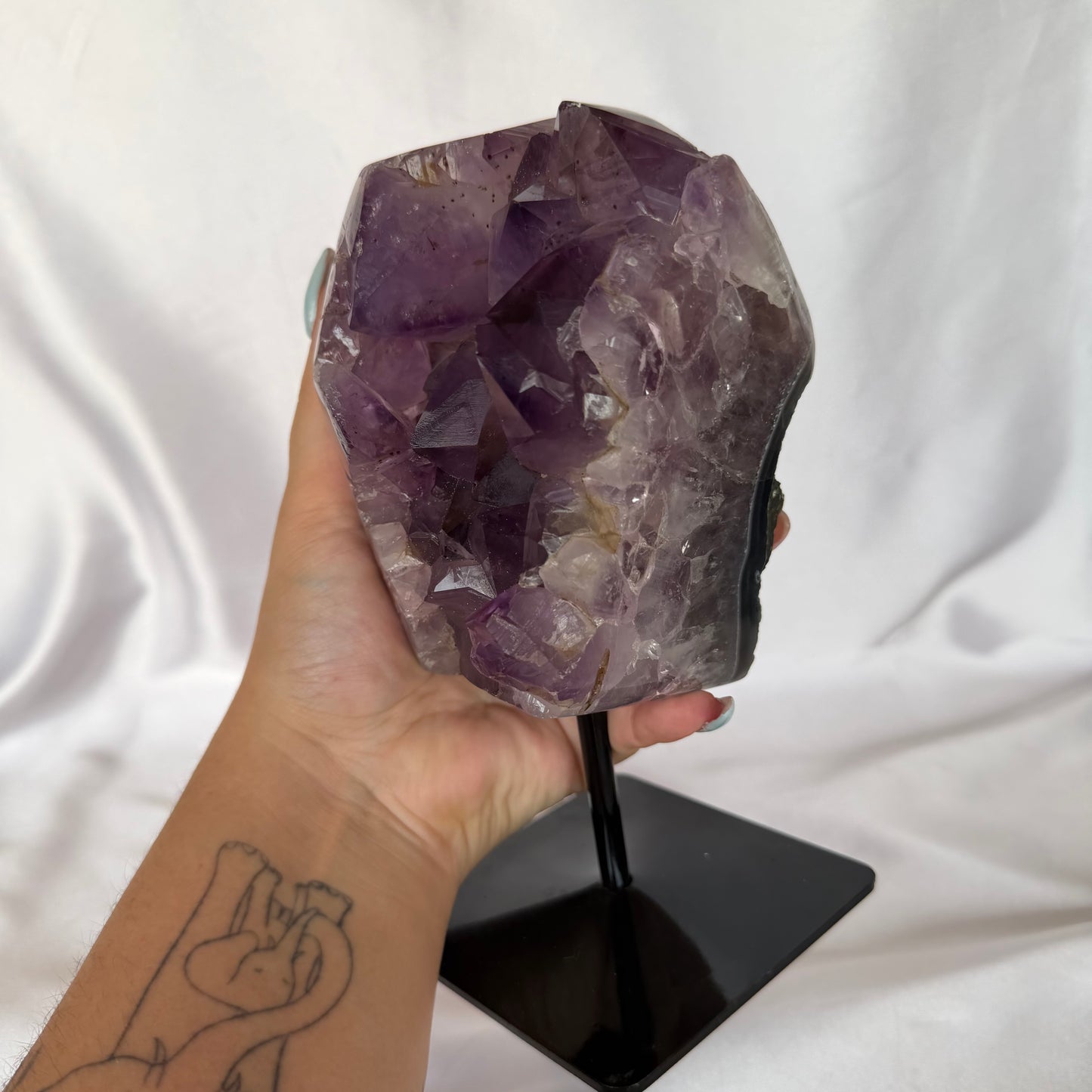 Amethyst cluster on stand