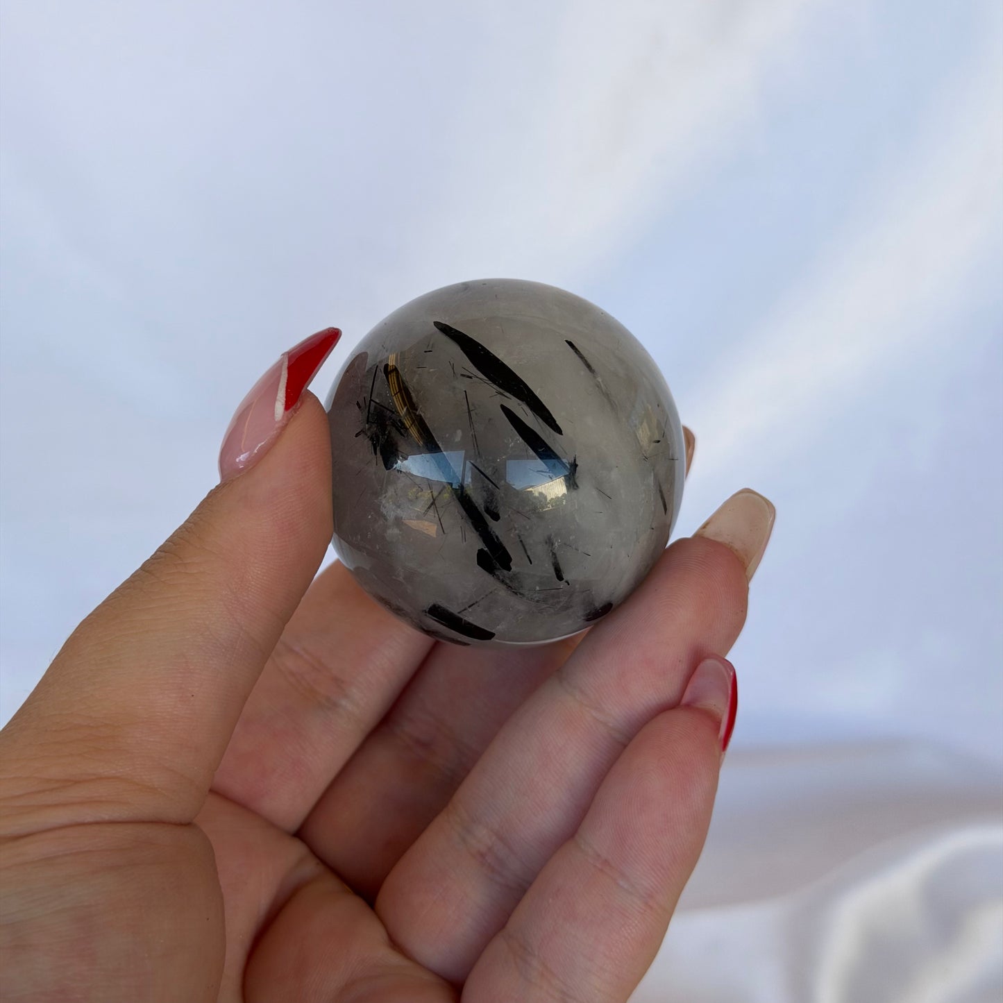Tourmaline in quartz sphere #266