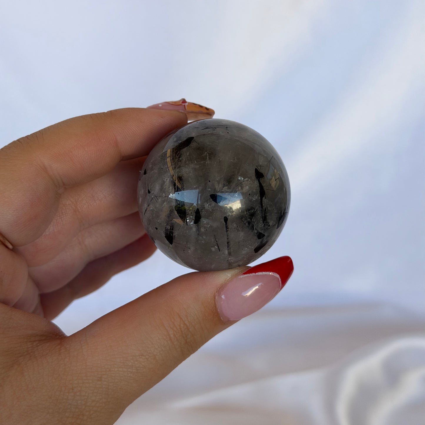 Tourmaline in quartz sphere #256
