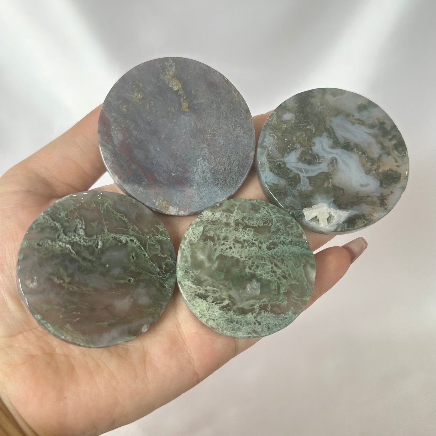 Moss agate disks