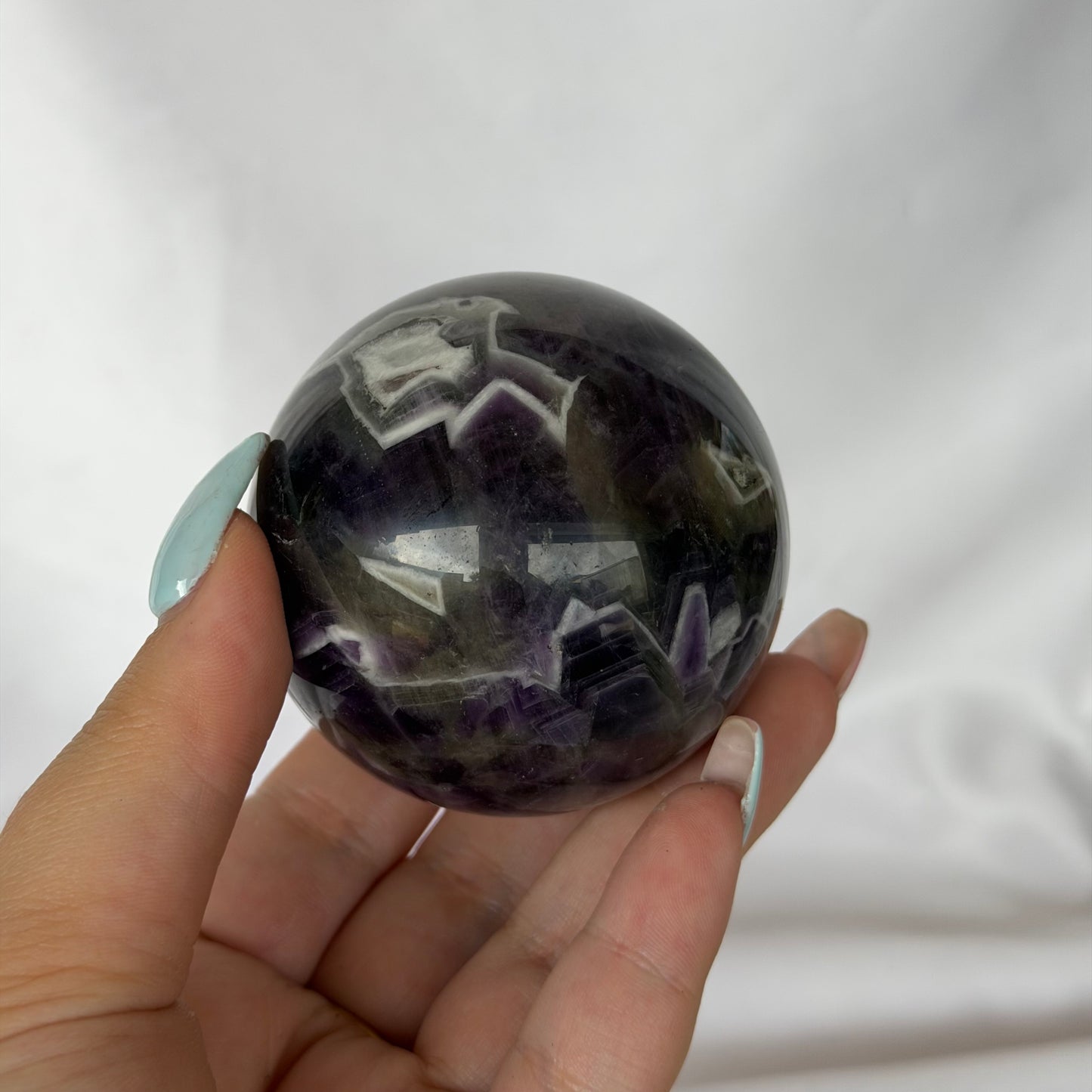 Chevron amethyst spheres