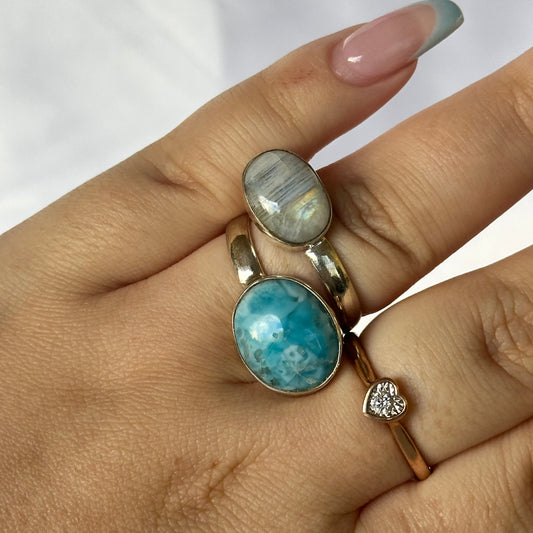S925 Larimar & pearl ring