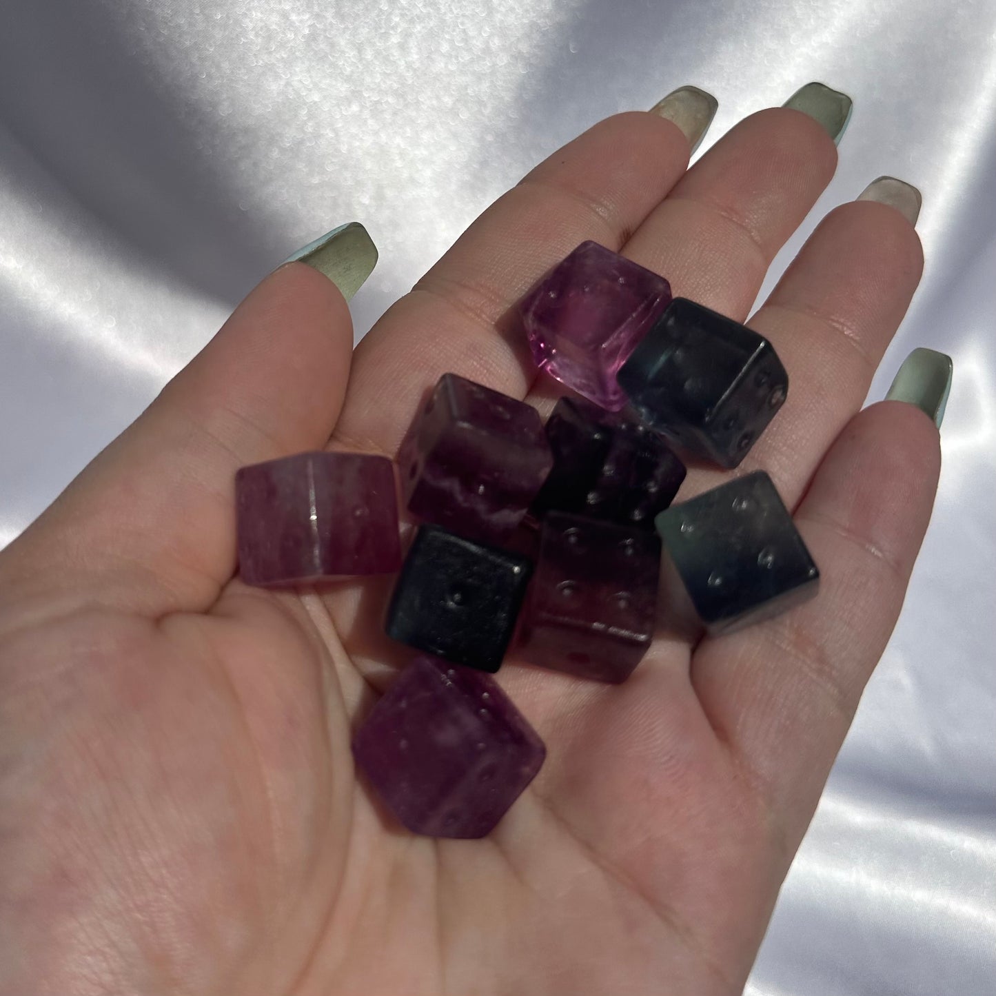 Mini fluorite dice carving