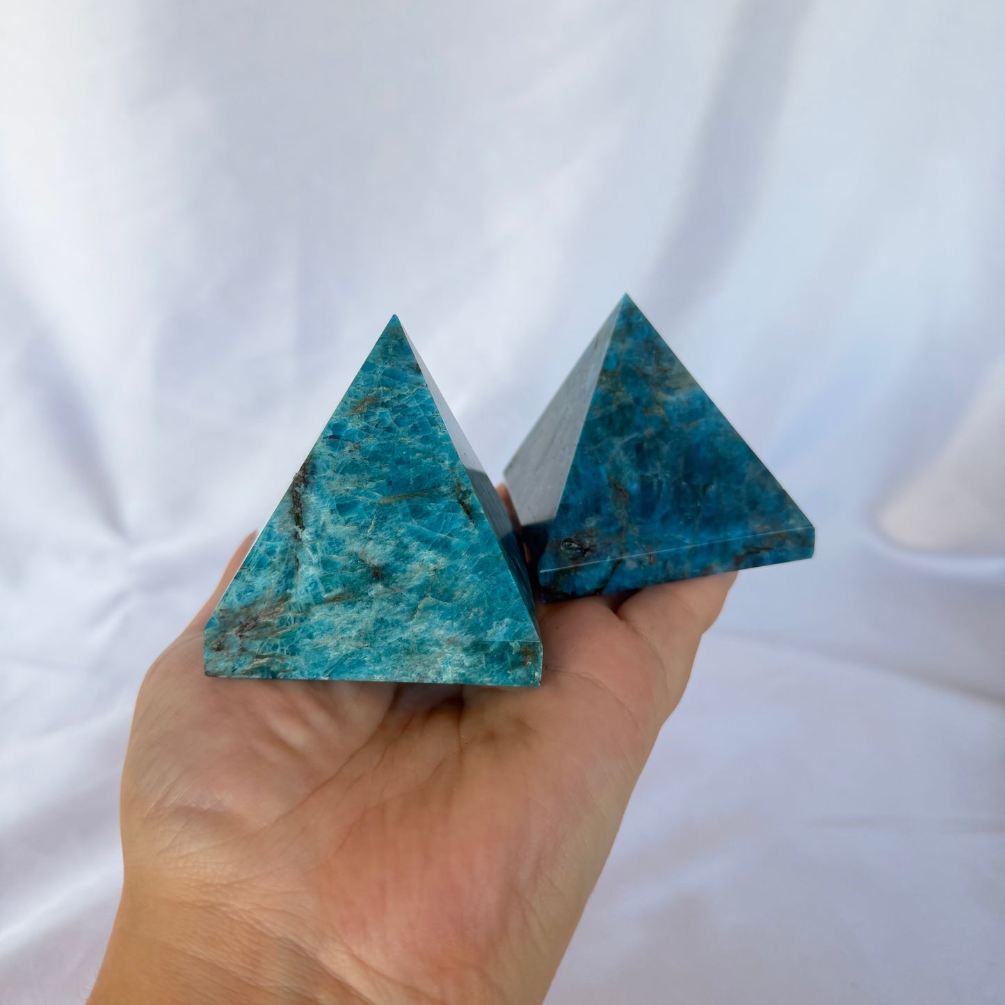 Blue apatite pyramid