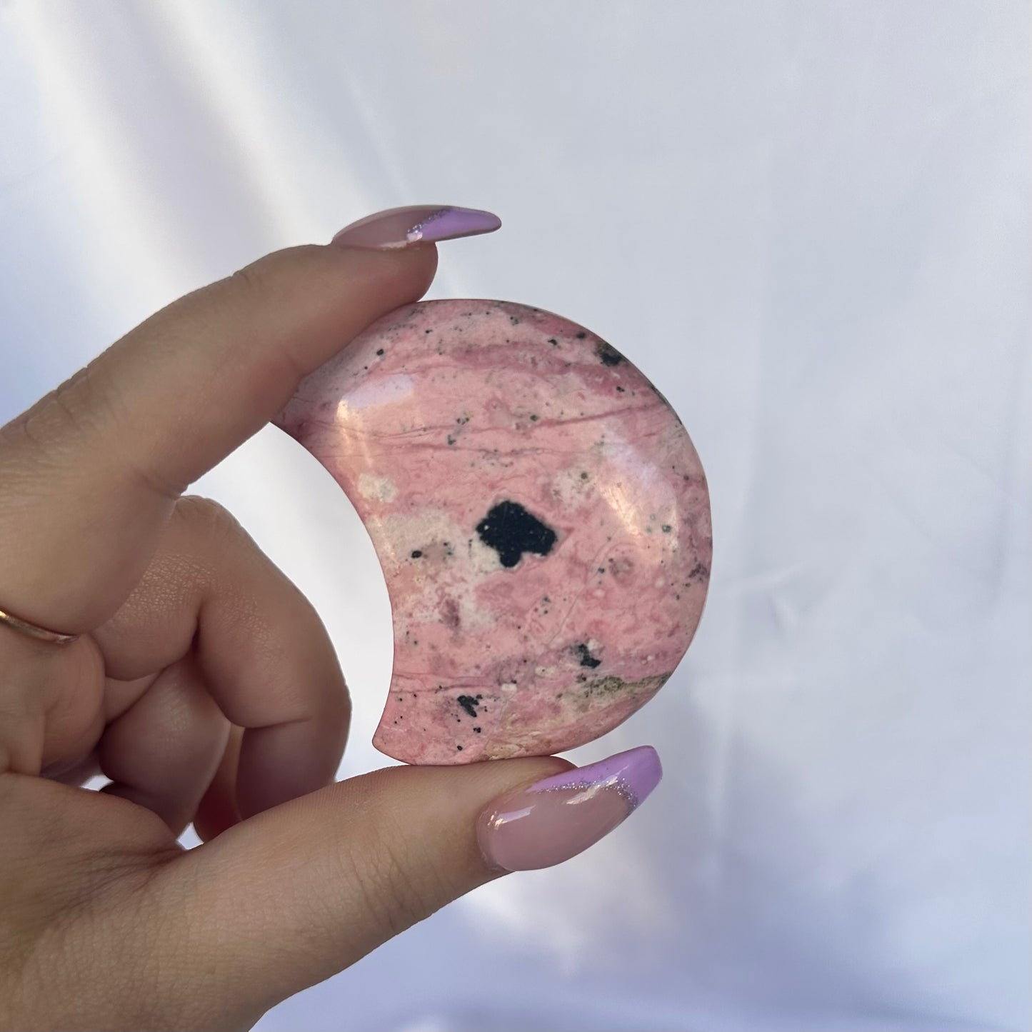 Peruvian rhodonite moon #1
