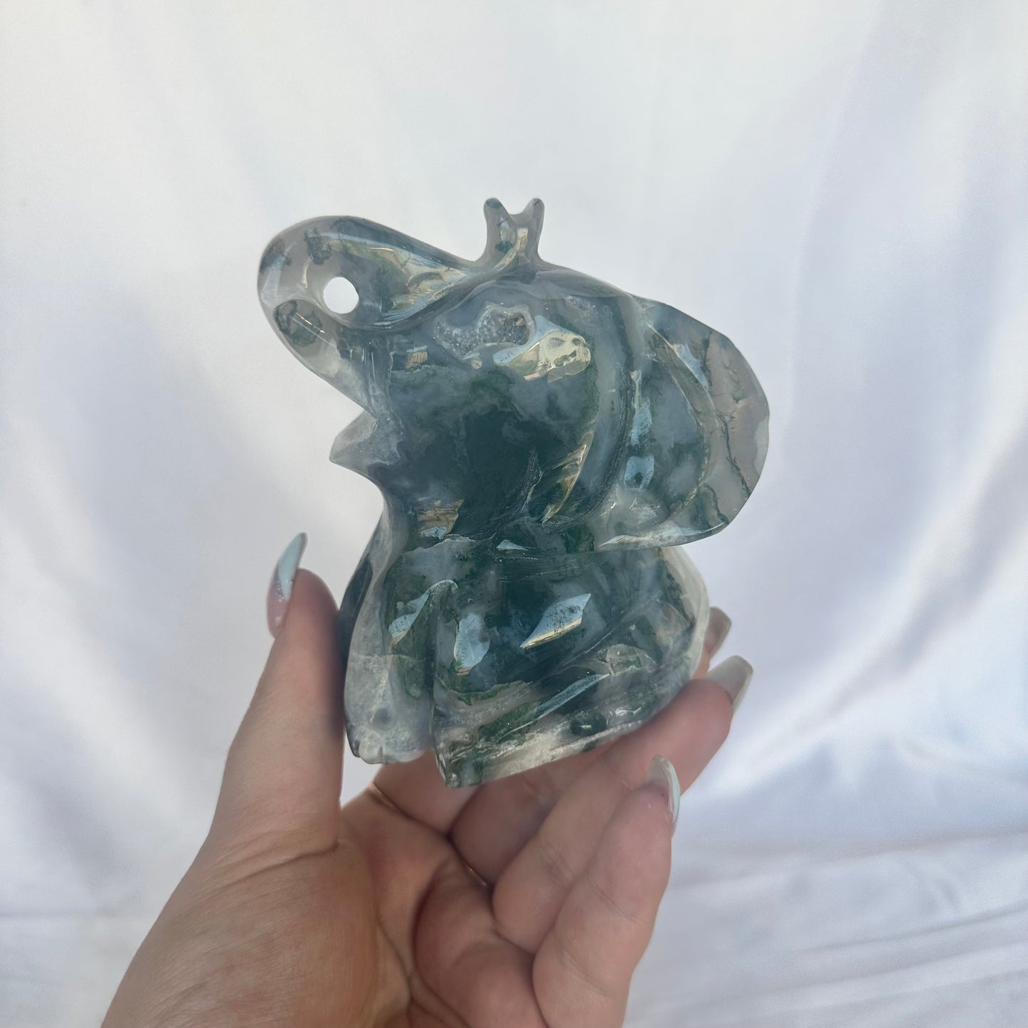 Moss agate elephant