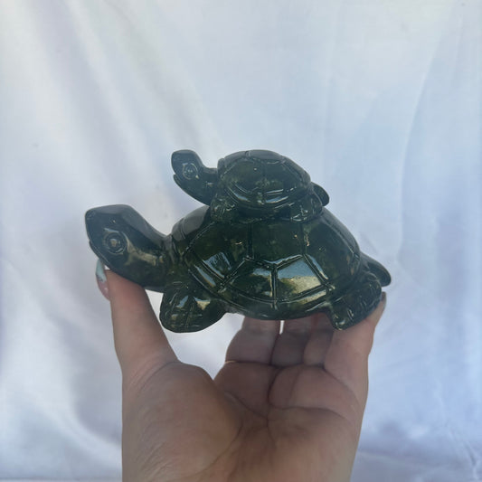 Green Jade mum & baby turtle