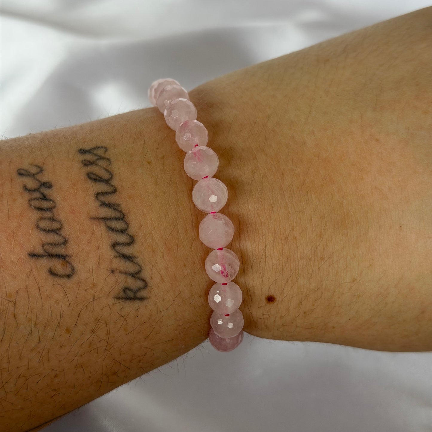 Rose quartz faceted bracelet