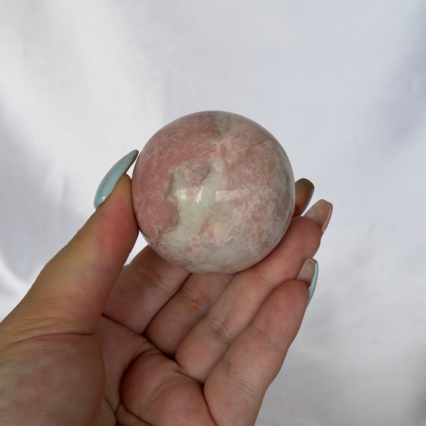 Pink opal spheres