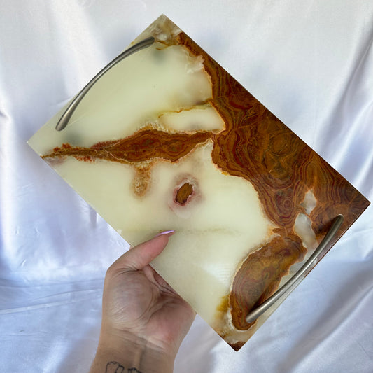 Green onyx serving tray