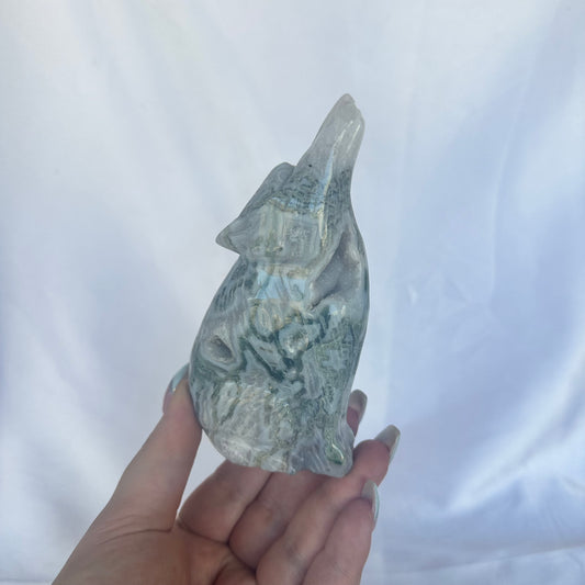 Moss agate wolf #287