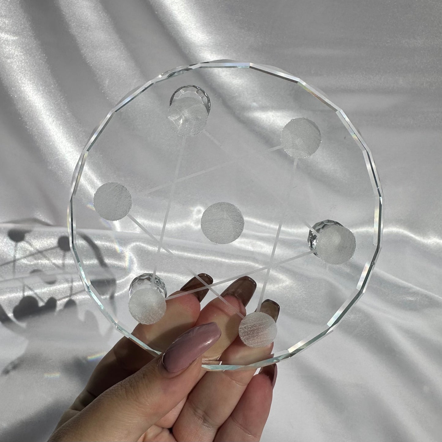 Small glass hexagon sphere plate