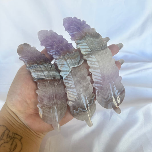 Chevron amethyst feathers
