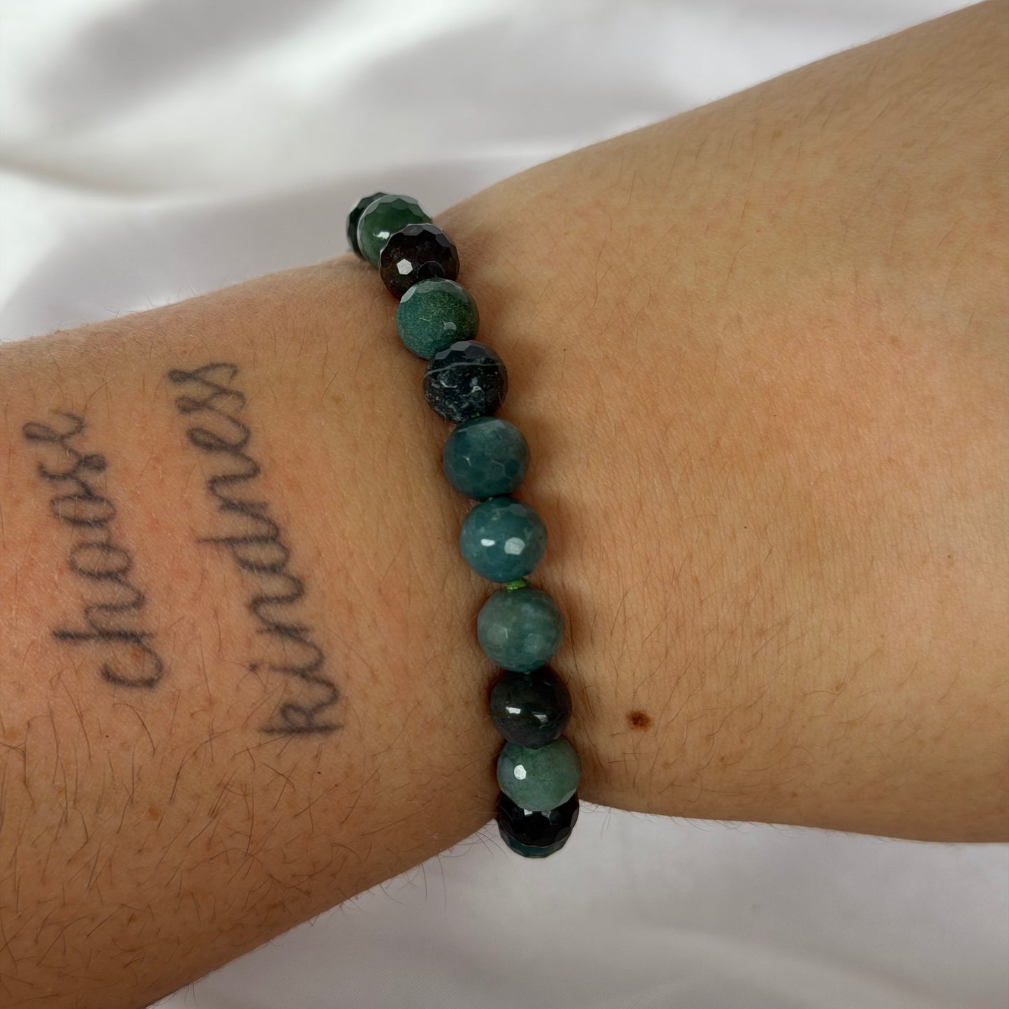 Moss agate faceted bracelet