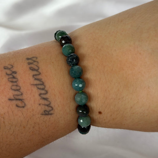 Moss agate faceted bracelet