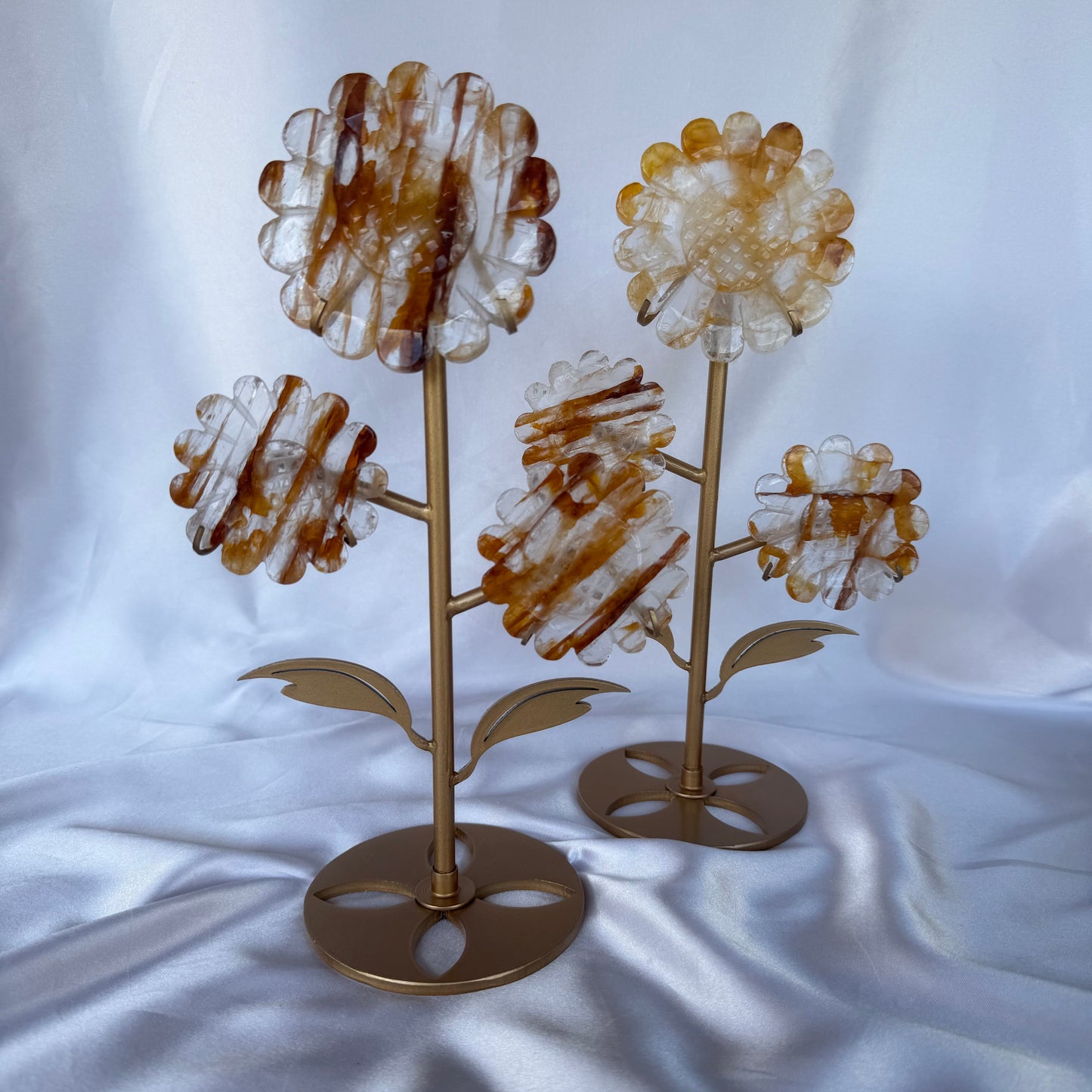 Golden healer flower trio on stand