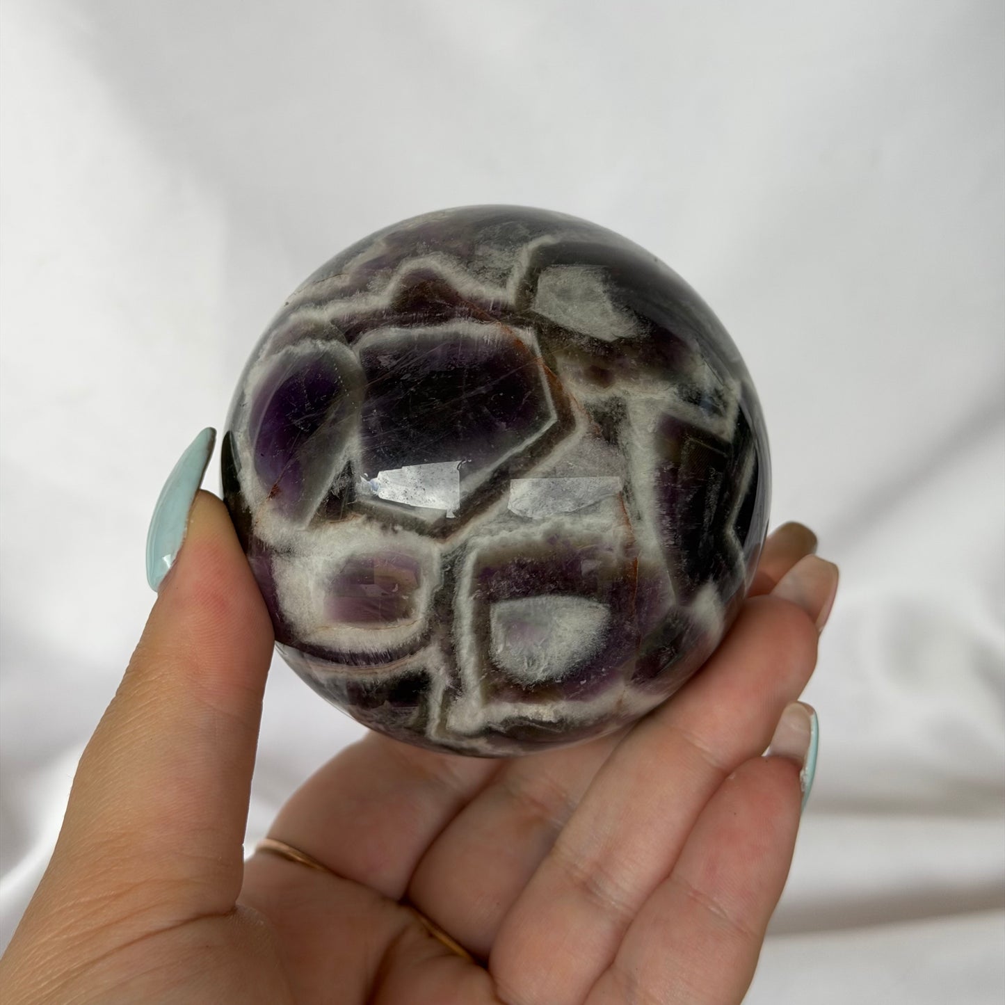 Chevron amethyst spheres