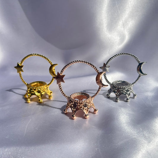 Assorted sun moon cradle sphere stands