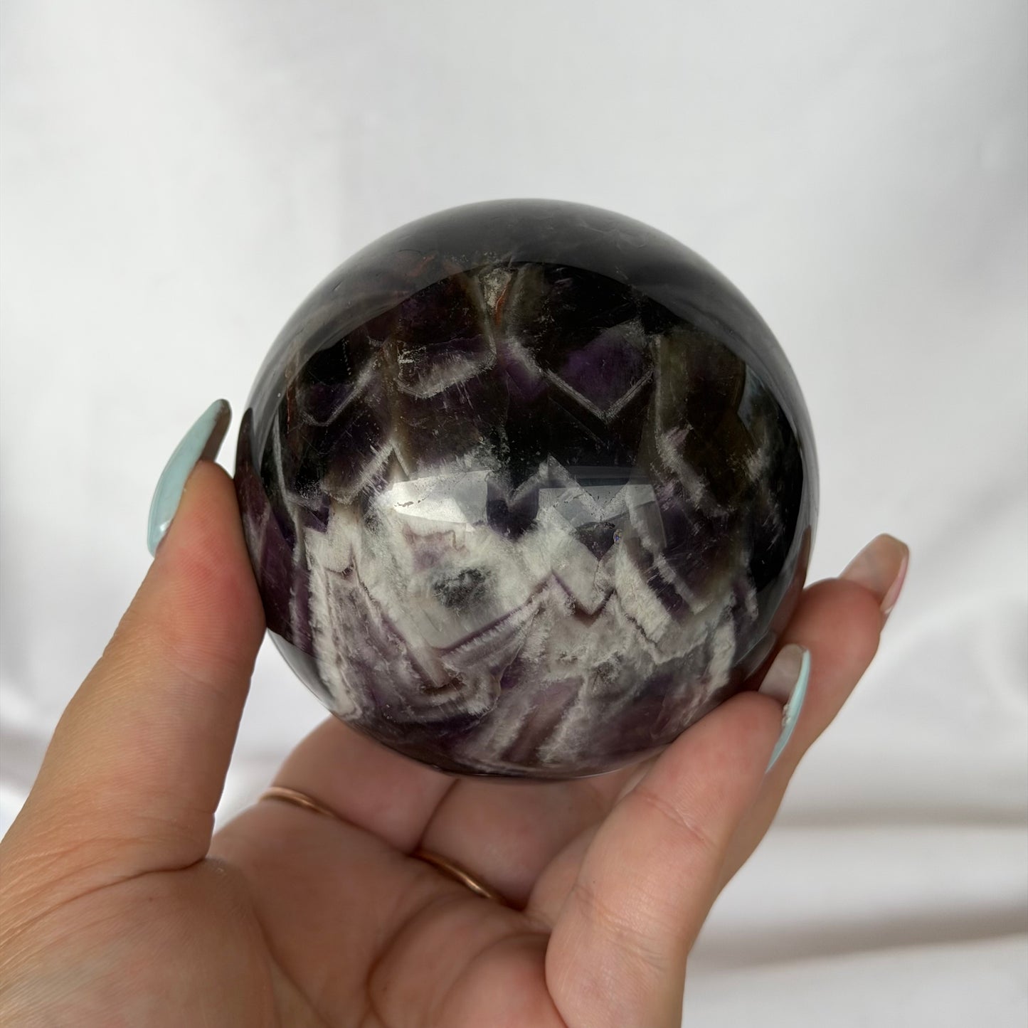 Chevron amethyst spheres