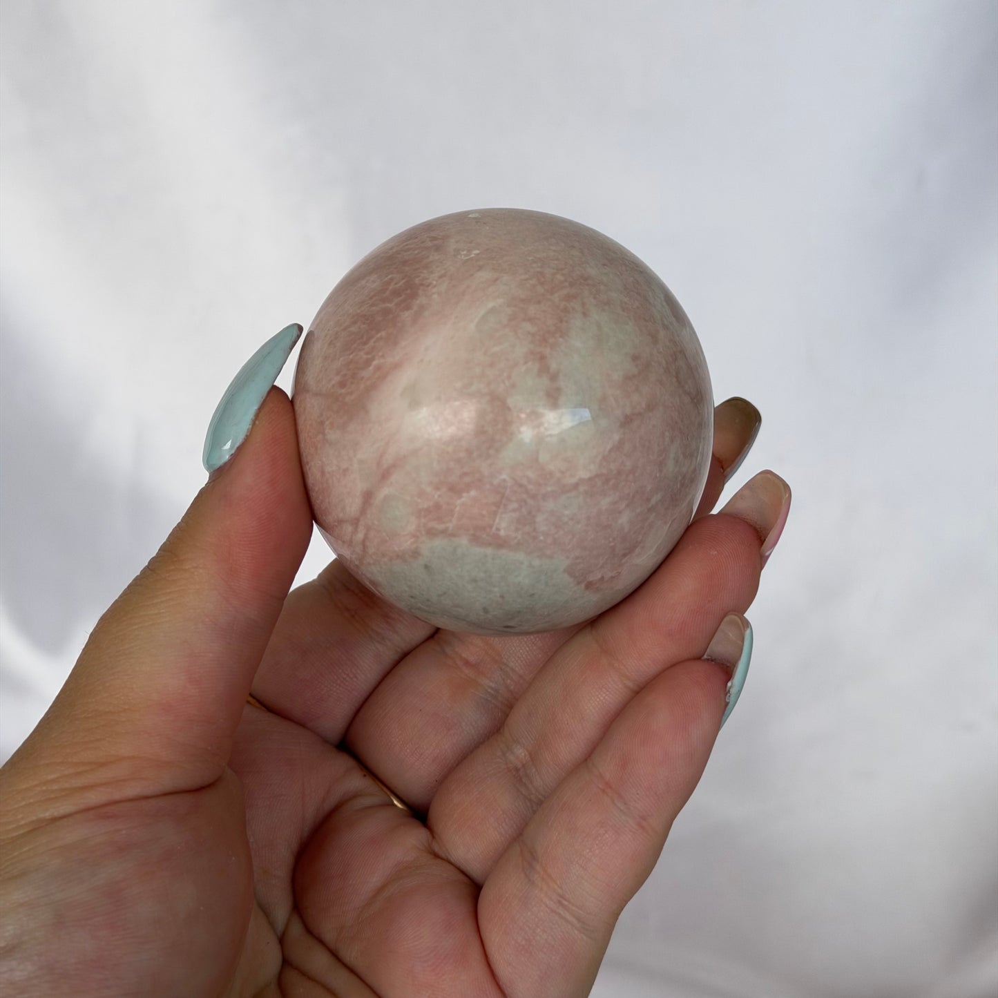 Pink opal spheres