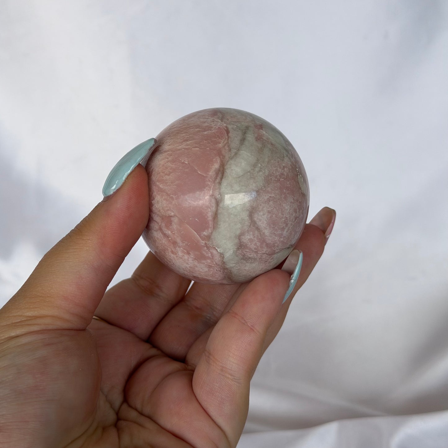 Pink opal spheres