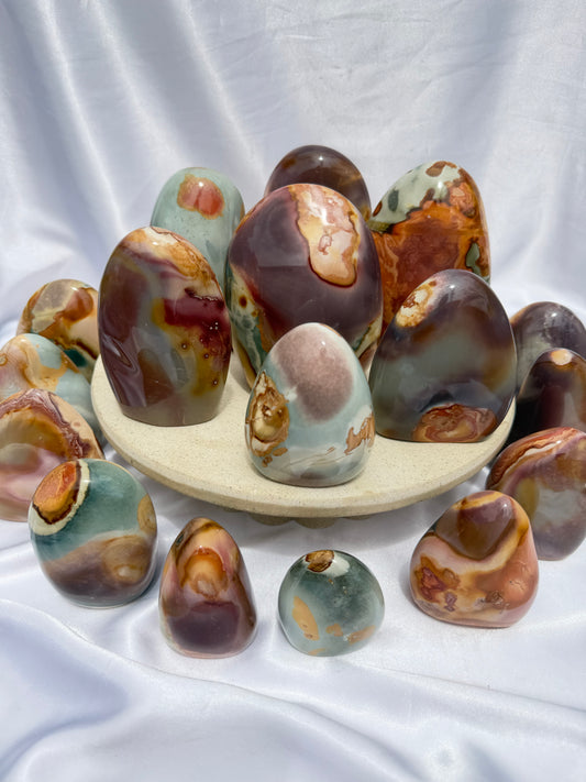 Blue & green polychrome Jasper freeforms