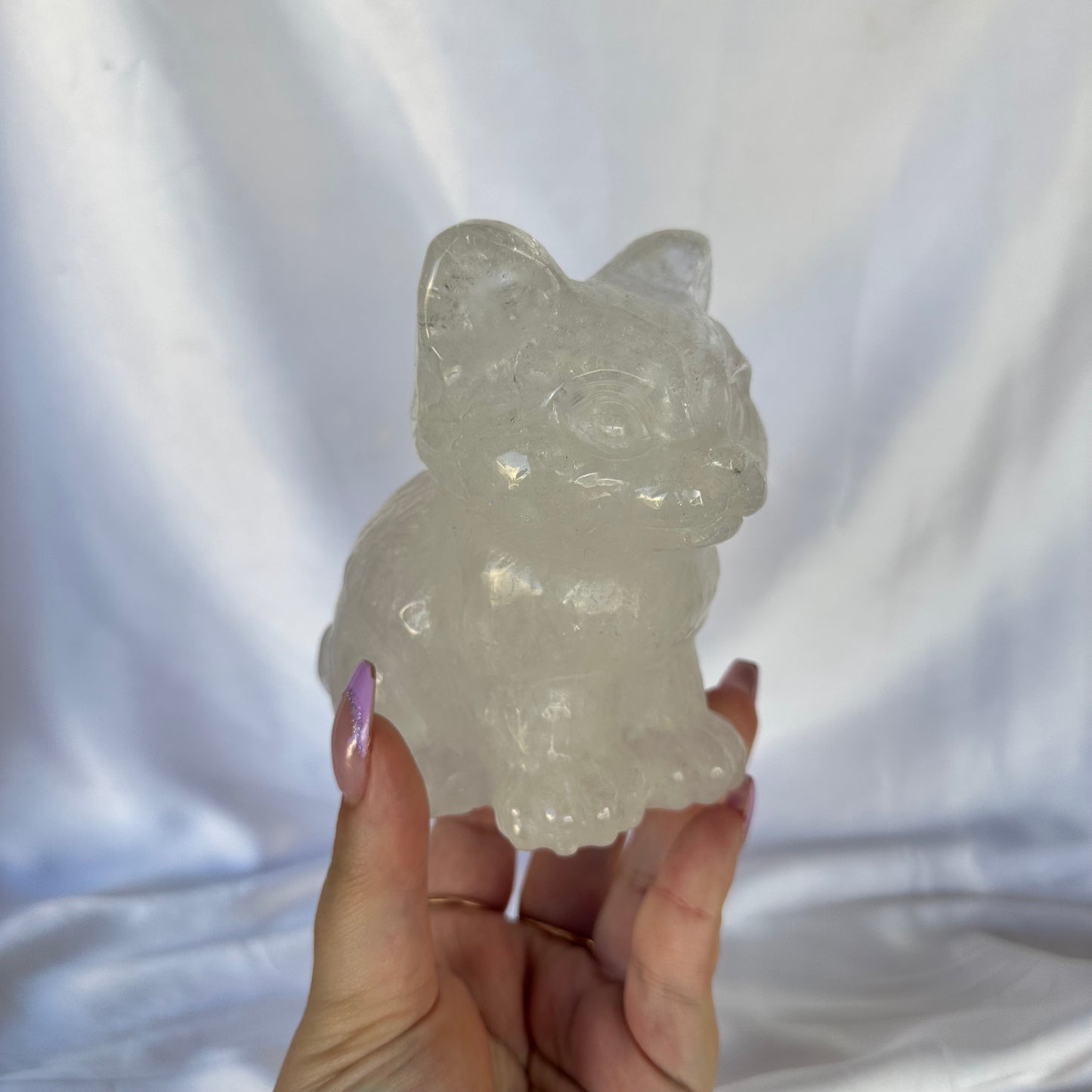 XL clear quartz cat