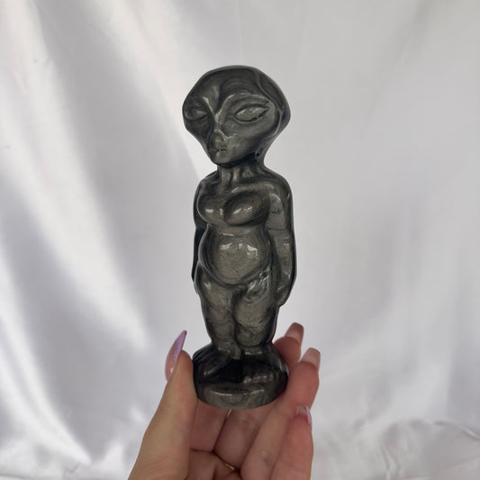 Silversheen obsidian alien #402