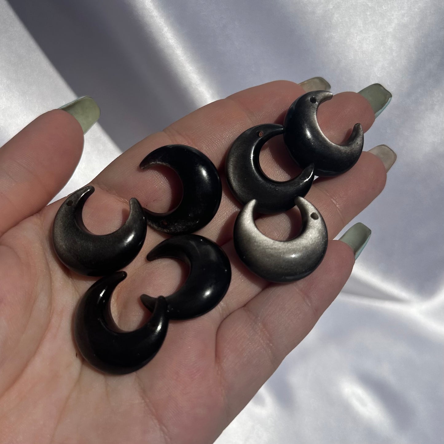 Mini silver sheen obsidian moon