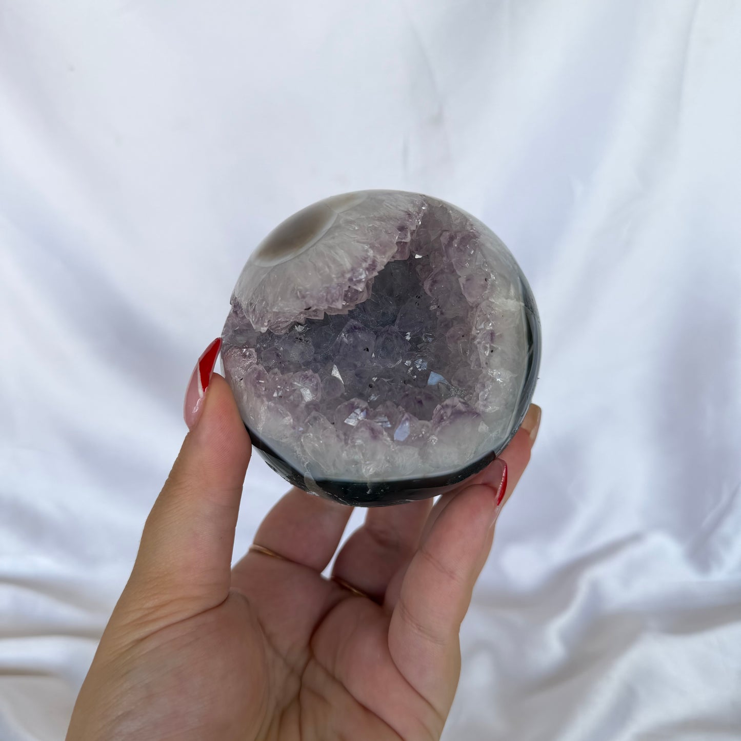 Amethyst x agate sphere