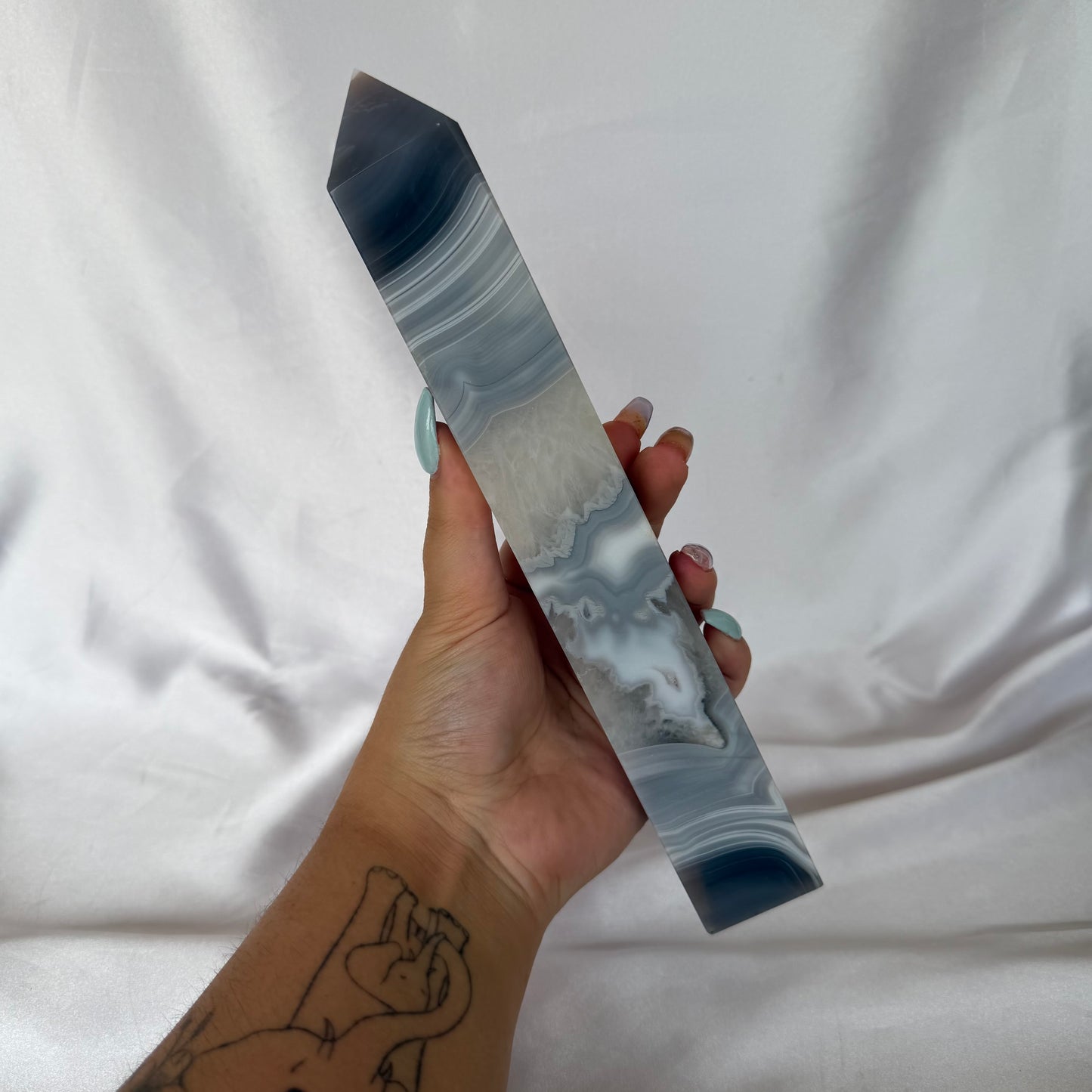 Blue agate banded tower #167