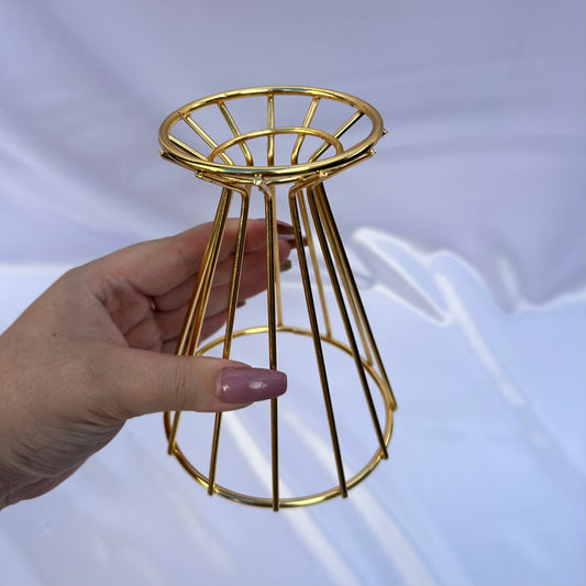 Gold tall vase shape sphere stand
