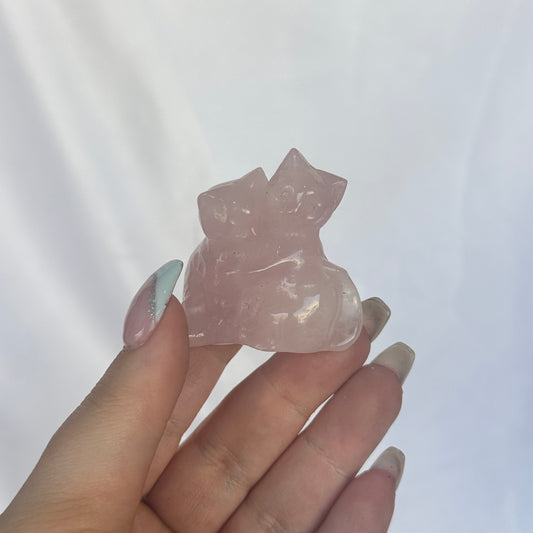 Rose quartz cat duo