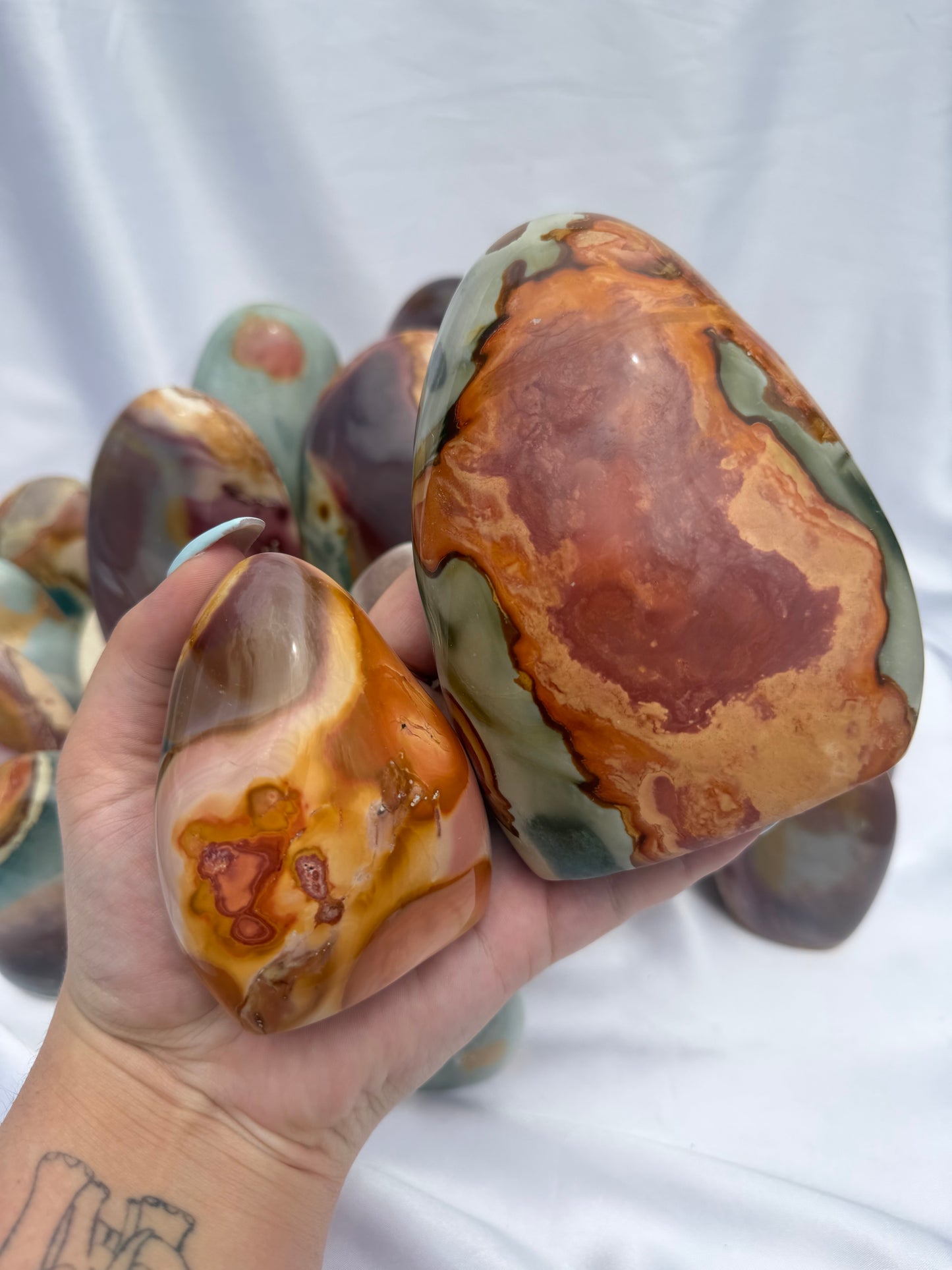 Pink, purple & yellow pastel polychrome jasper freeforms