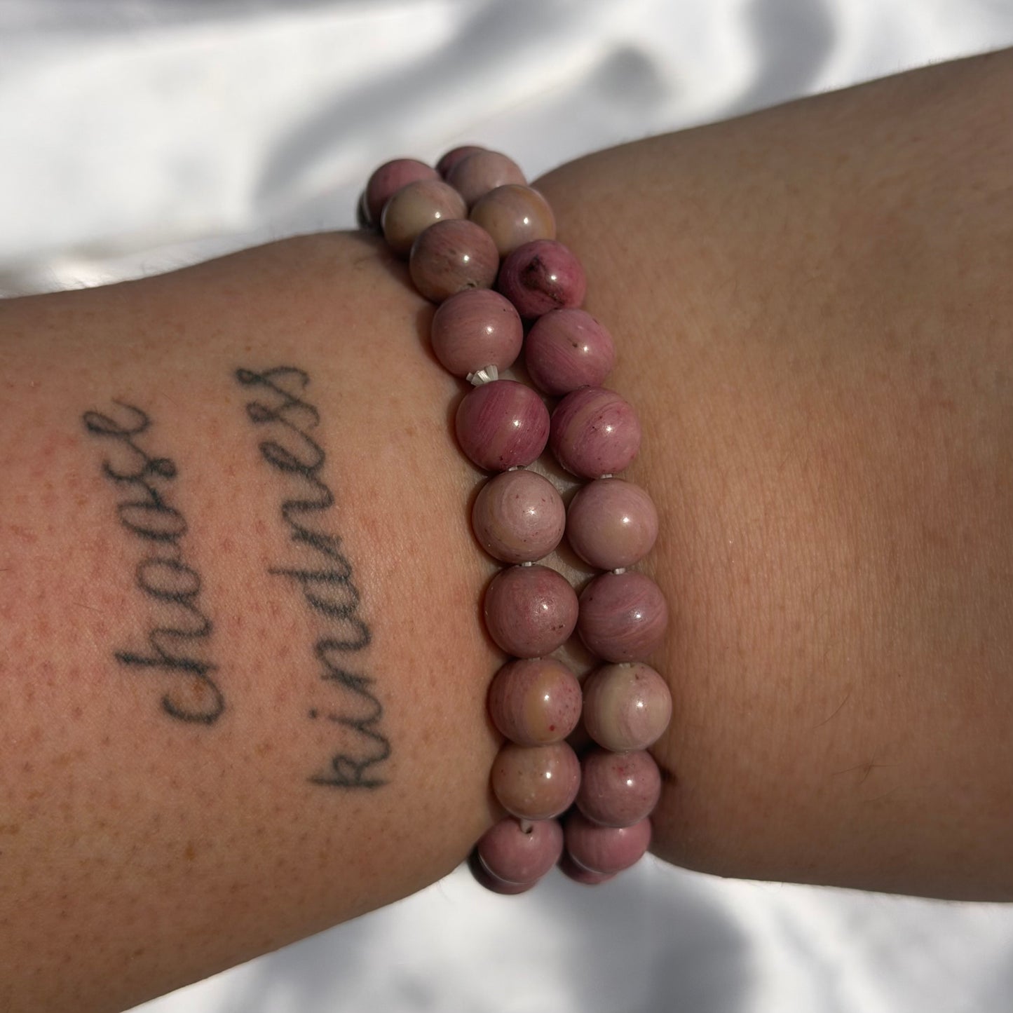 Pink petrified wood bracelet