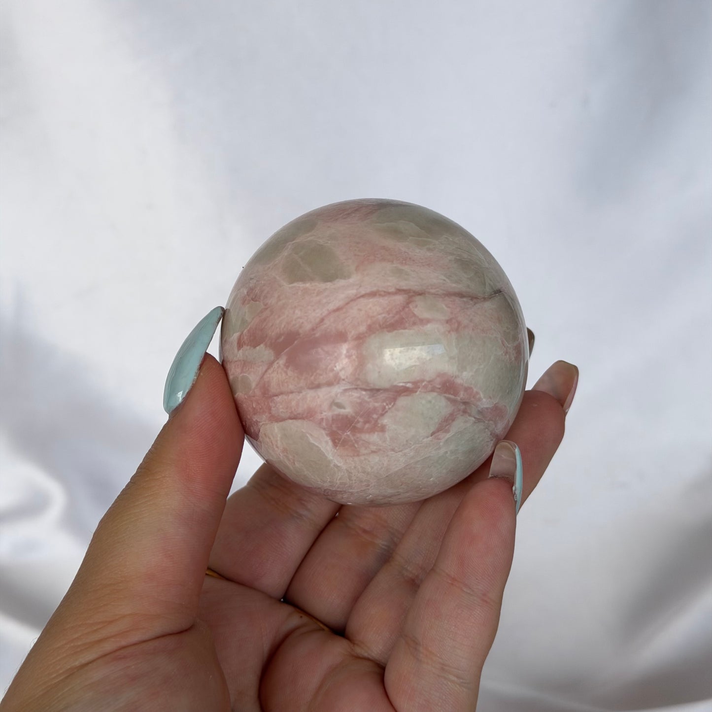 Pink opal spheres