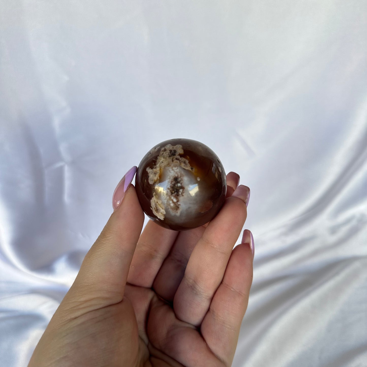 Flower agate sphere #416