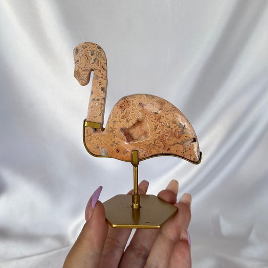 Pink crazy lace agate flamingo