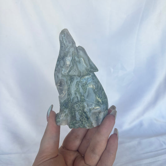 Moss agate wolf #282