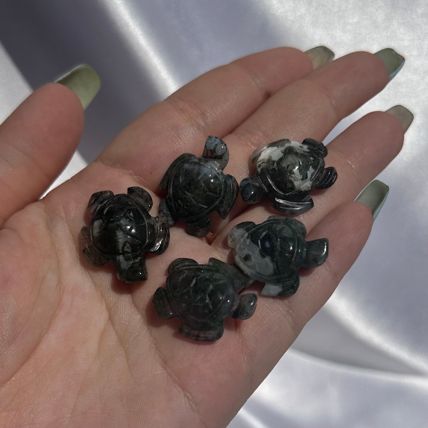 Mini moss agate turtle