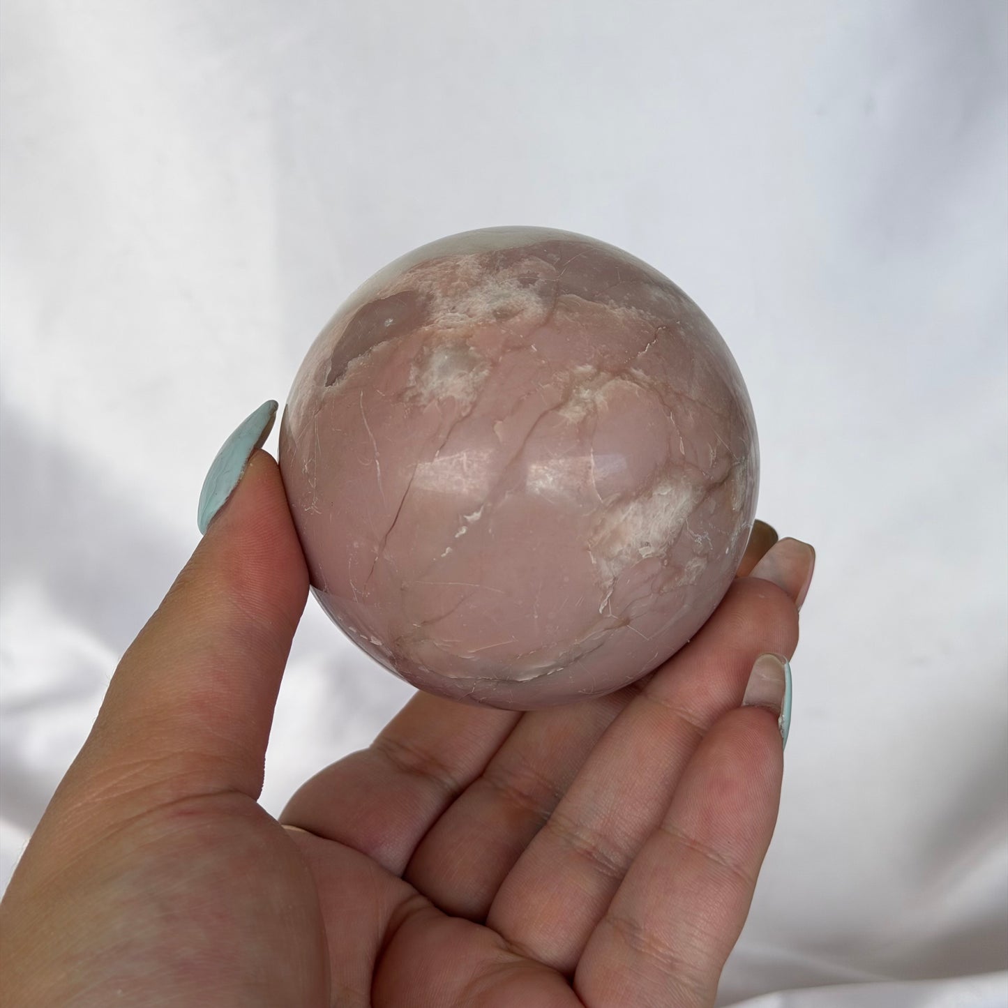 Pink opal spheres